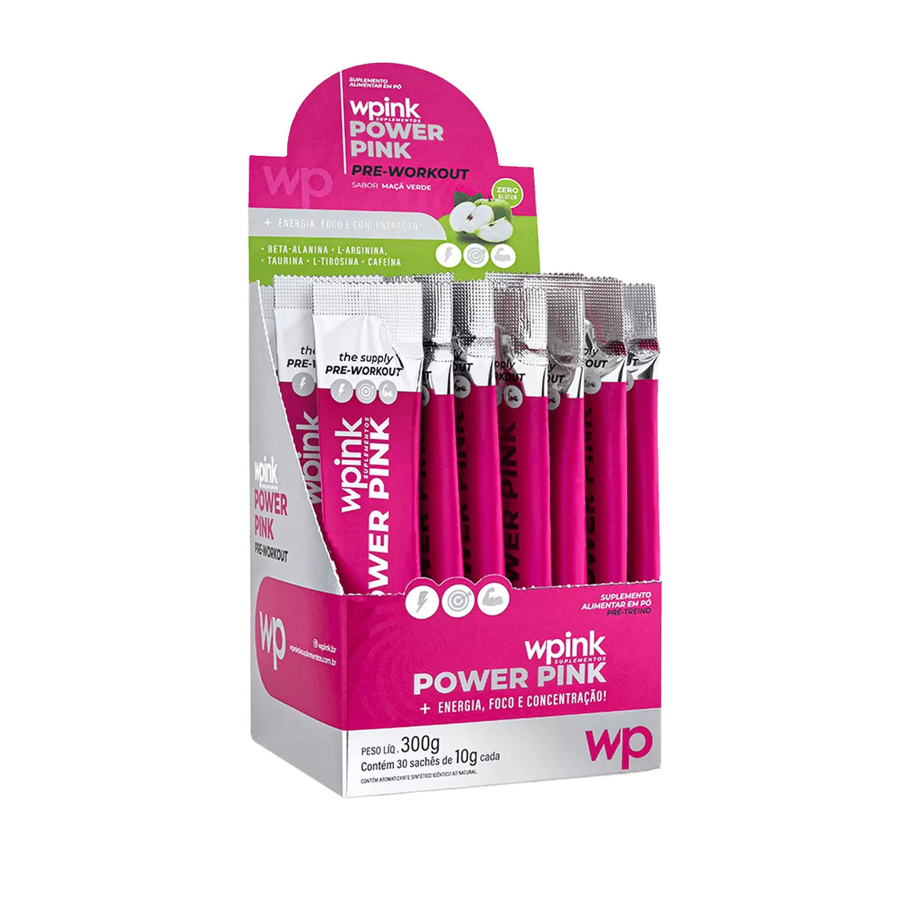 power pink de maçã verde - pré-treino – 300g - wp